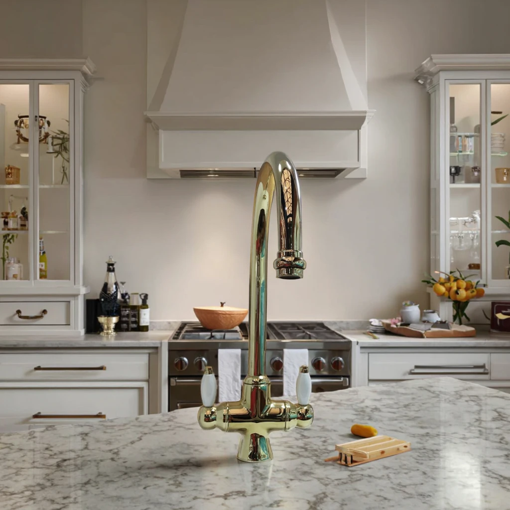 

2025 High-end Classical 5 Years Warranty All Brass Many Colors Two Handle Kitchen Faucet Tap Double Layer Anti-scald