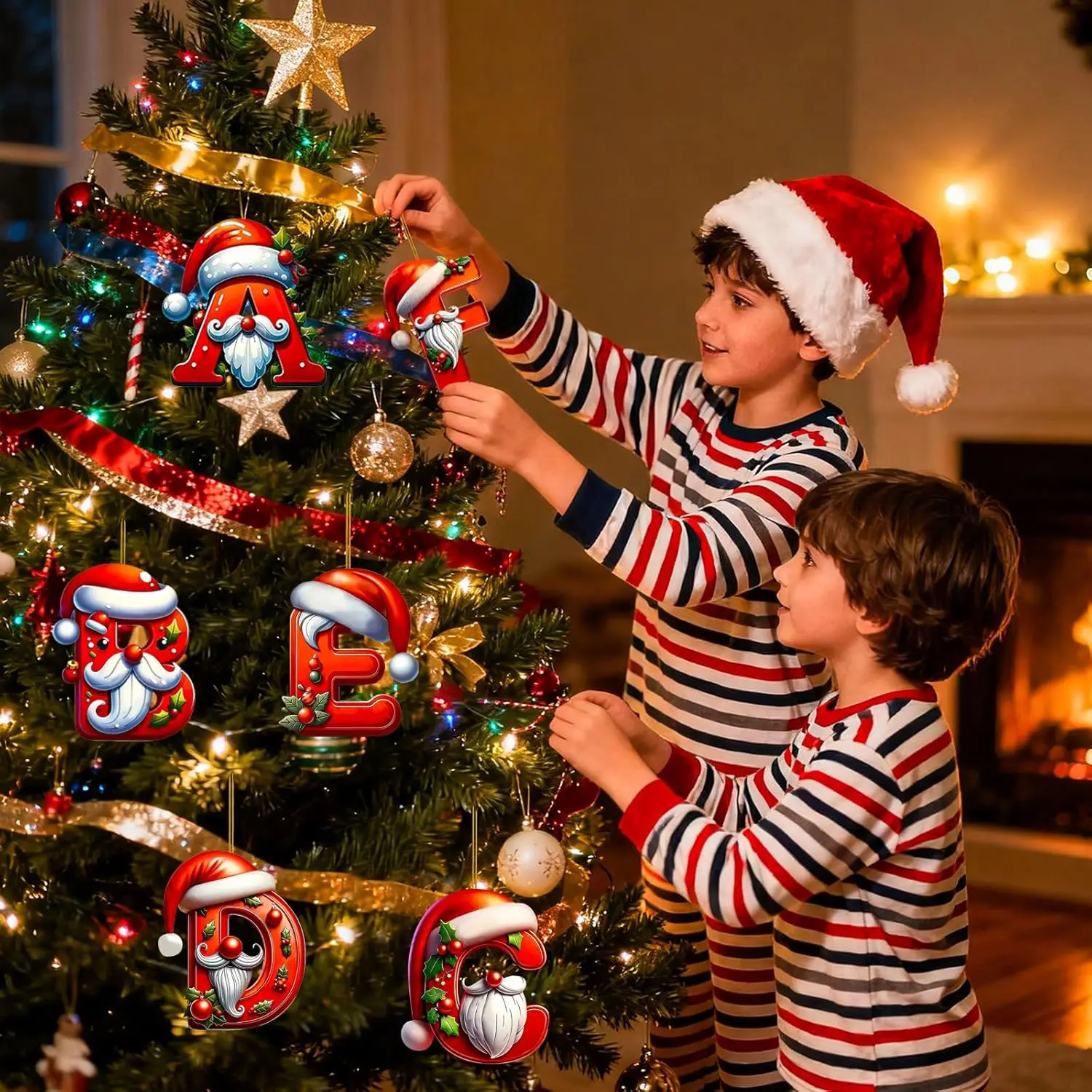 

Retro Farmhouse Style Acrylic Flat Pendant Decoration Christmas Tree Ornament With 26 Letters New