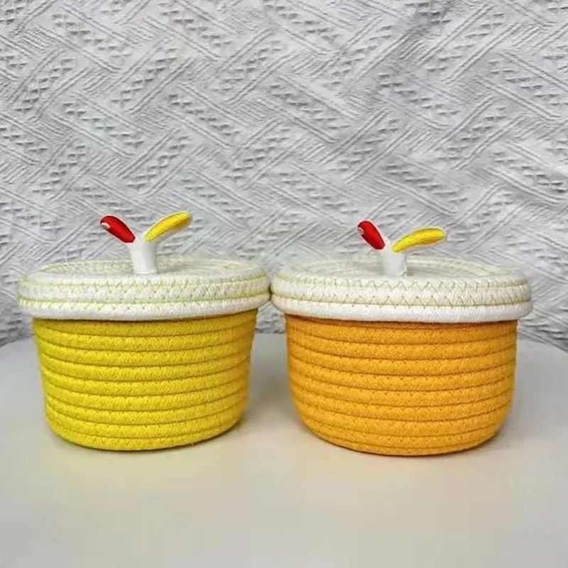 Student Desktop Woven Basket Cute Diy Household Dormitory Desktop Storage Basket