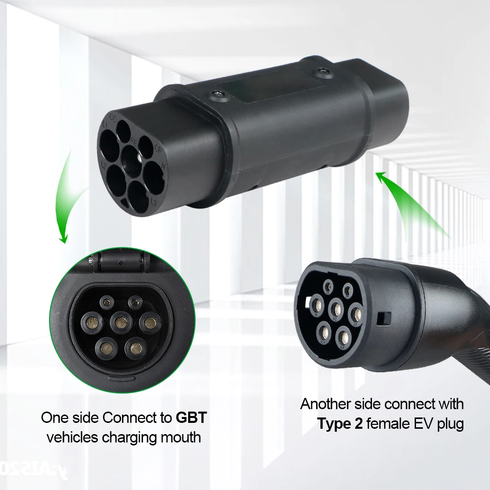 EV Adaptor Type1/2 to GBT Use for China Standard Vehicles Charging One Side to GBT Cars Another Side to Type1/2 Female EV Plug