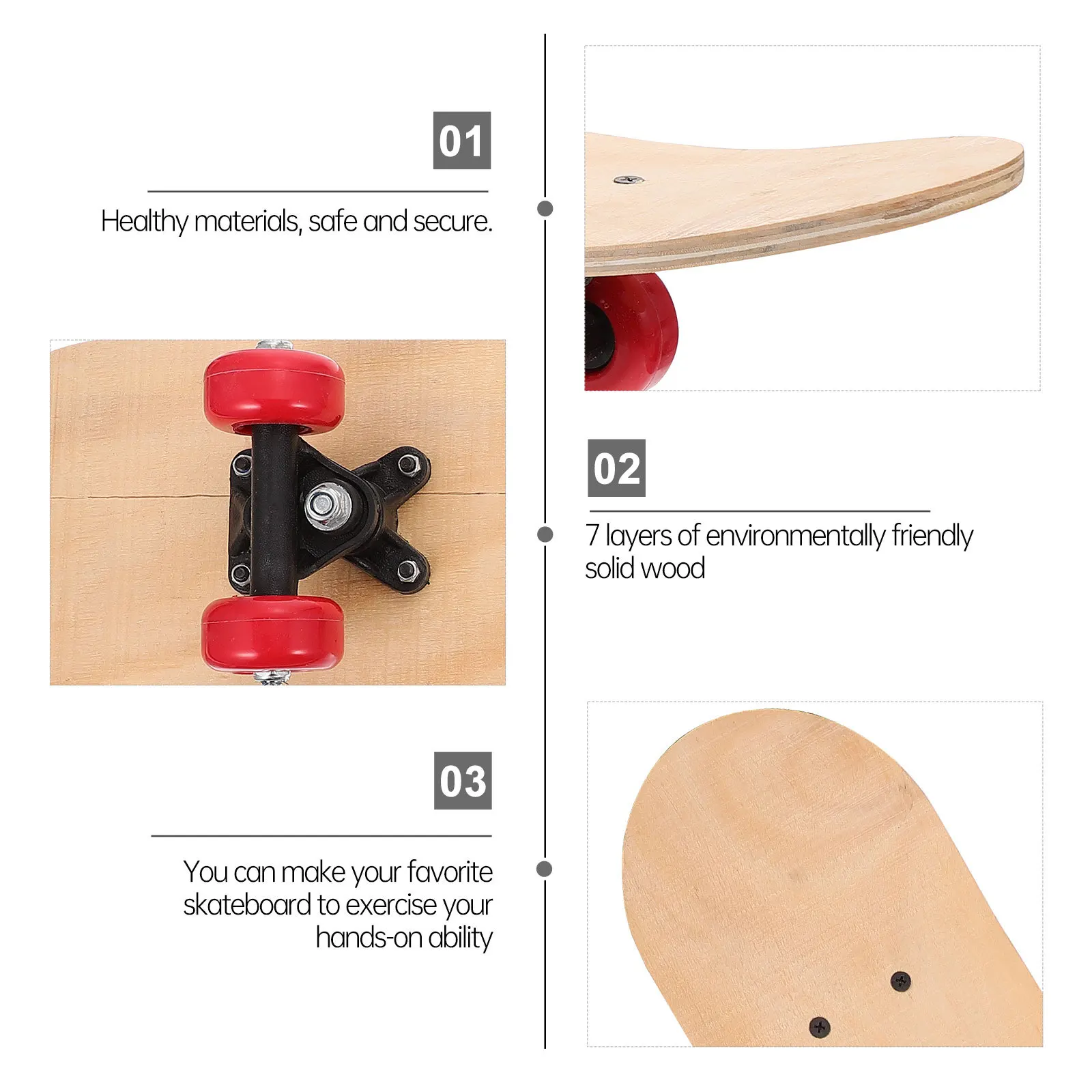 Skateboard Kayu DIY Tanpa Finishing Warna Cokelat Dapat Dicat Desain Unik Hadiah Natal