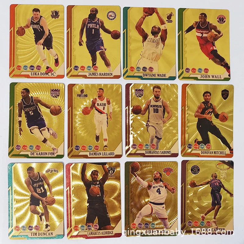 55Pcs Basketball Gold Card Curry/James English Messi World Football Stars Gold Leaf Card Limited Signature Collection Cards