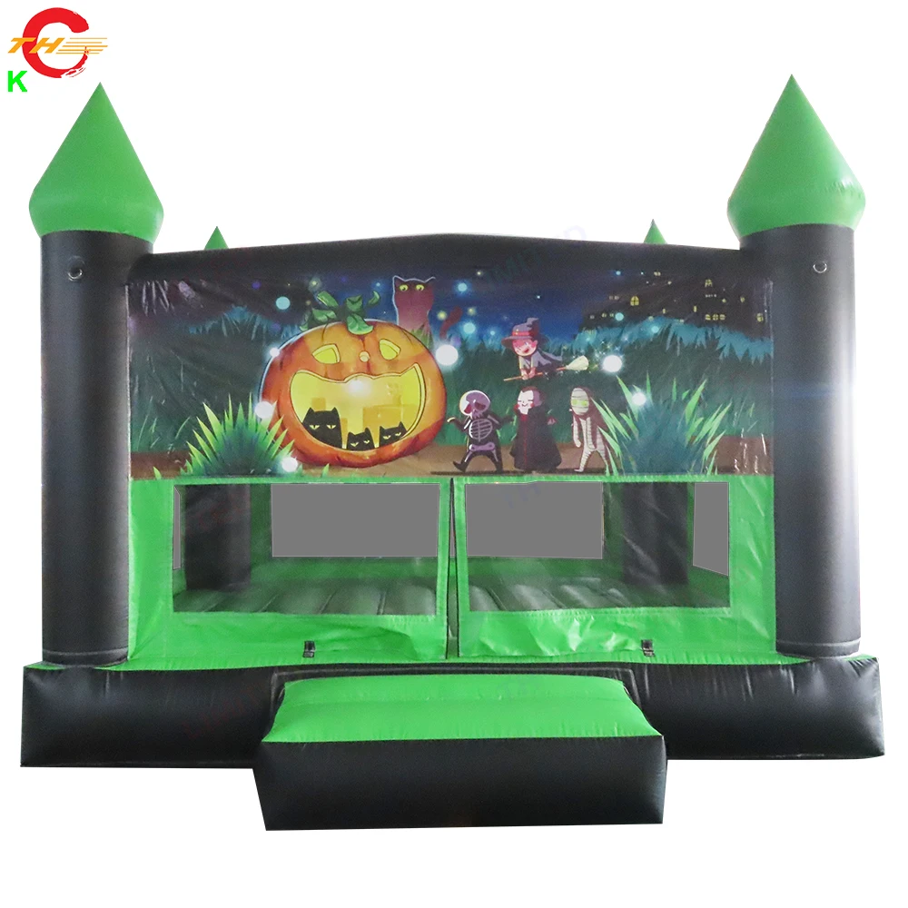 

4x4m Green Halloween Ghost Inflatable Bouncer Custom Made Pumpkin Bounce House for Sale