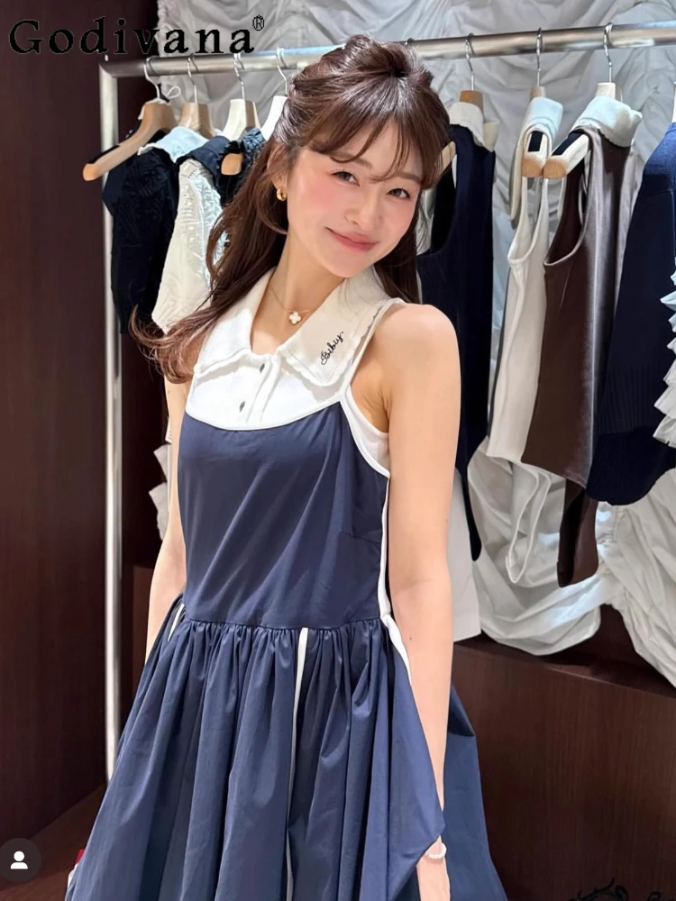 

Japanese Style Sweet Fashion Long Dress Summer Women's High Waist Slim Sleeveless Dress Jsk Ladies' Daily Basic Casual Dress