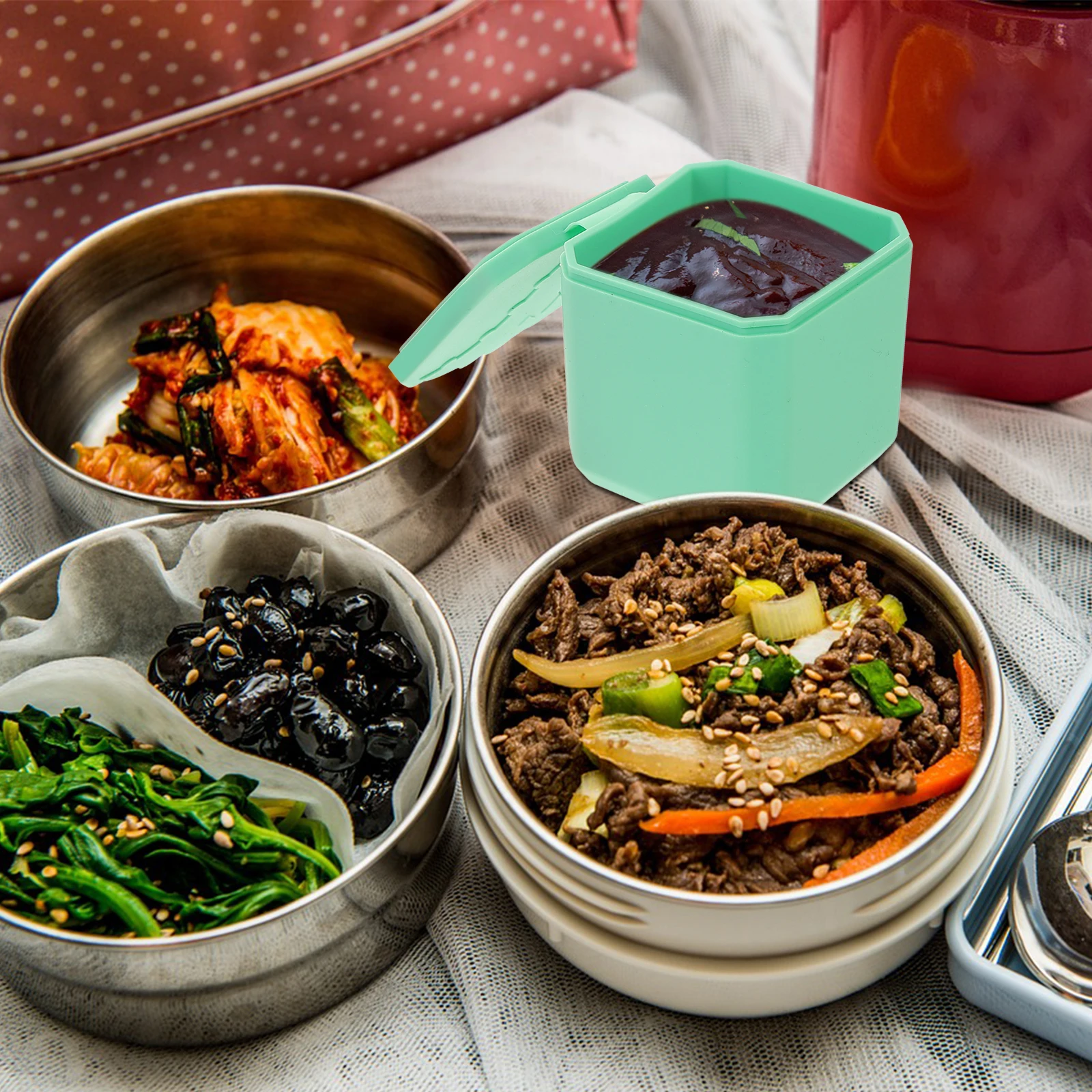 

2 Pcs Snack Box Sauce Cup Small Condiment Containers Storage Leak Proof Salad Dressing Silica Gel with Lids