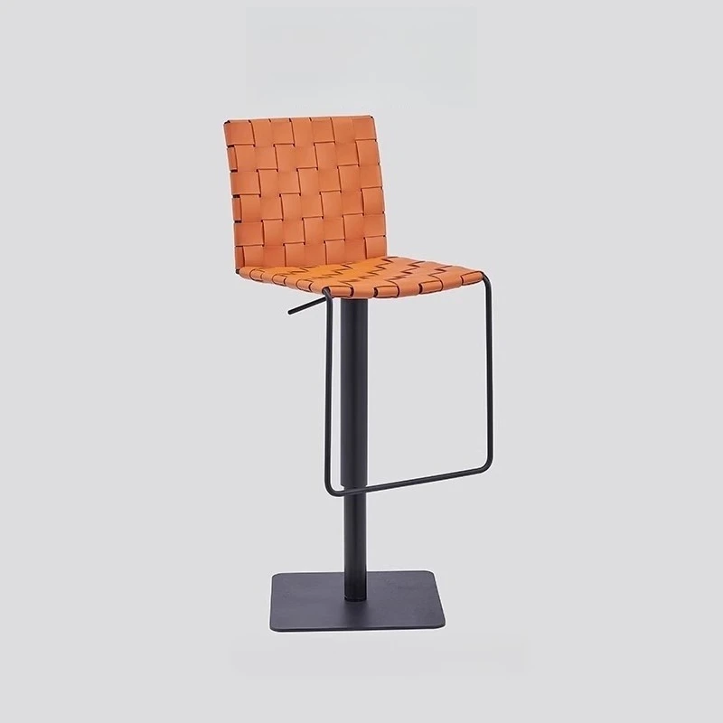 

Modern Home Bar Stool Italian Minimalist Saddle Leather Adjustable Swivel Counter Chair