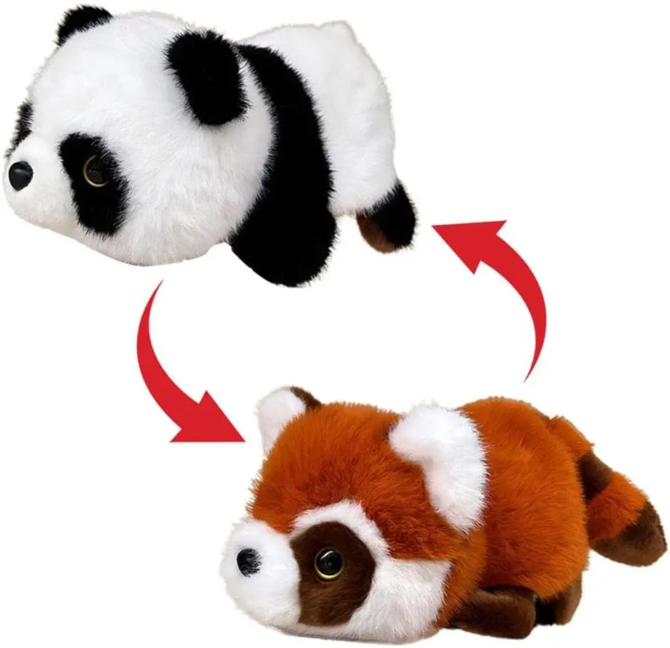 Reversible Panda Plush Toy, Flip to Turn Pandas into Red Pandas, Simulated Panda/Red Panda 2-in-1 Doll,Sensory Fidget Doll