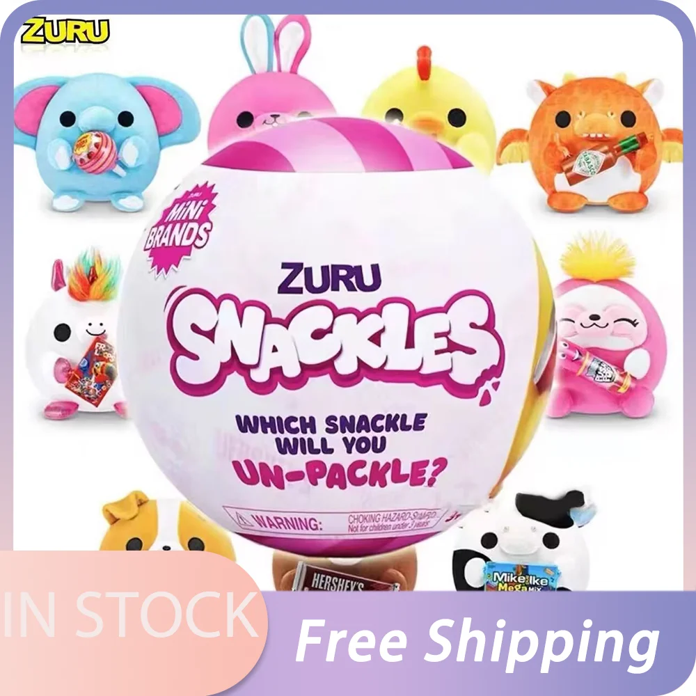 In Stock Surprise Doll Zuru Snackles Series 1 Super Soft Plush Snack Brand Cute Bear Comic Sticker Toys Gifts For Boys Girls