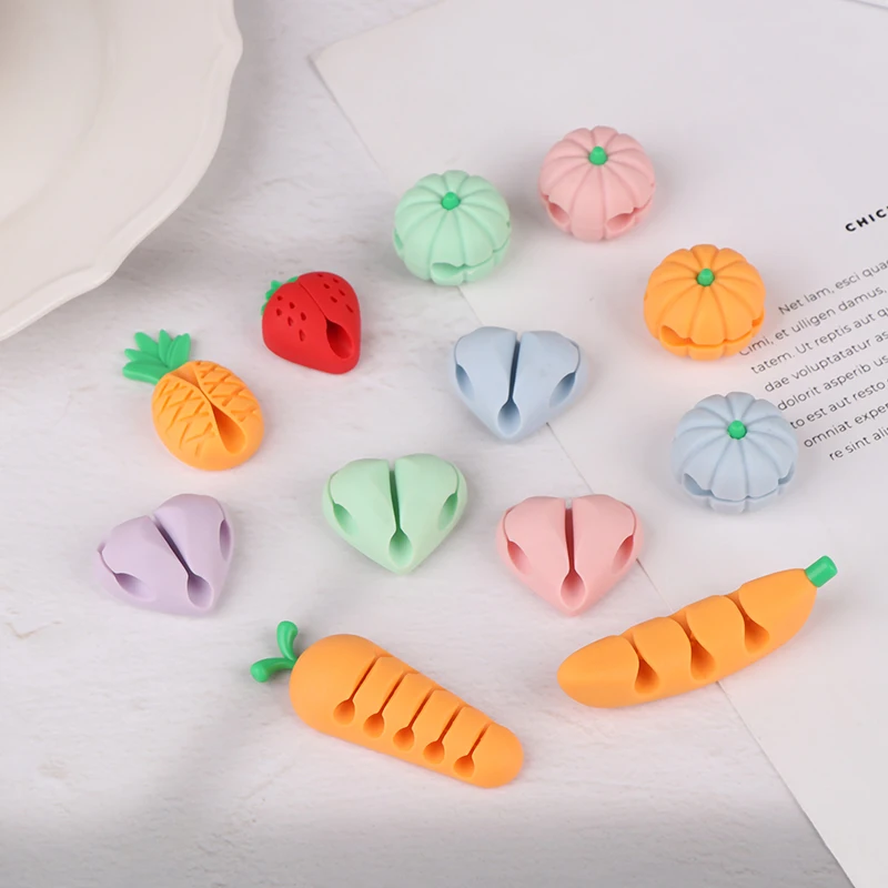2/4Pcs Cute Love Pineapple Cable Winder Cable Organizer Adhesive Cord Holder Multipurpose Wire Management Clips For Desk Wall