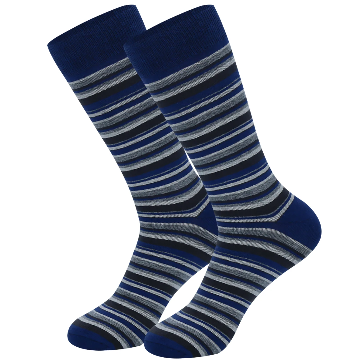 5 Pairs Mens Dress Socks stripe Plus Size，High Quality Combed Cotton Crew Socks，Black Cool Breathable Casual Socks for men