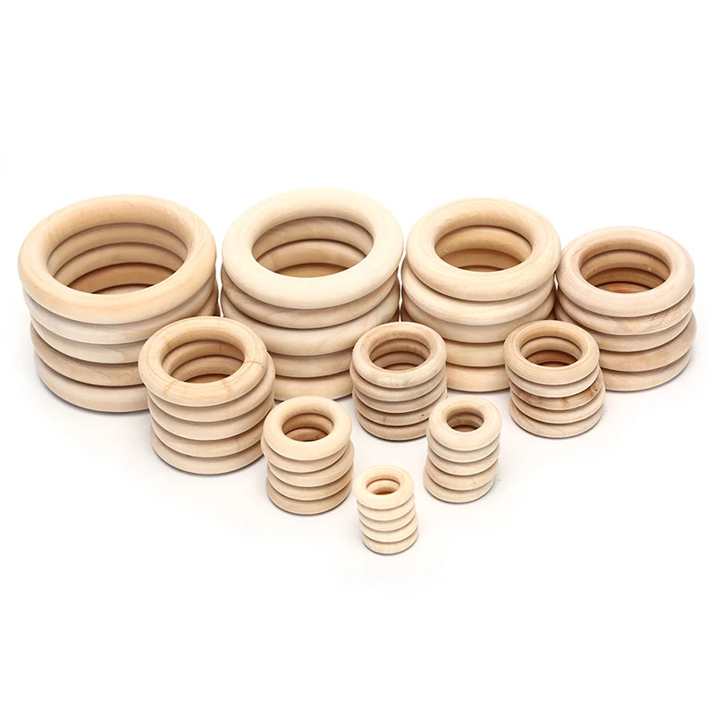 5/10/20/50pcs Natural Wood Circles Beads Wooden Ring DIY Jewelry Making Crafts DIY