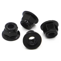 10pcs Black Zinc Plated Carbon Steel Hex Hexagon Nylon Insert Lock Flange Nut Self-locking Nylock Locknut M3 M4 M5 M6 M8