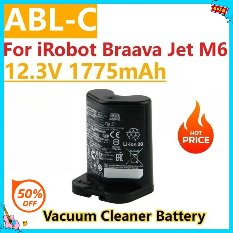 بطارية بديلة عالية الجودة 12.3 فولت 1775 مللي أمبير في الساعة ABL-C لبطاريات IRobot Braava Jet M6 المميزة القابلة لإعادة الشحن بعمر طويل