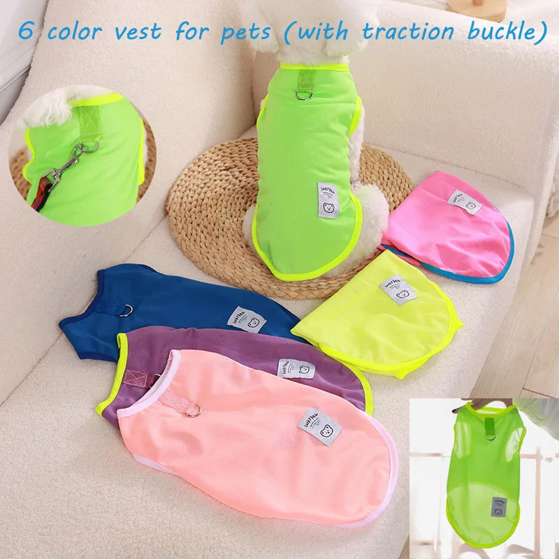 Kitten Mesh Design Breathable Vest, Comfortable Dog Clothing, Thin Teddy Pet Clothing, Vest Supply, Traction Buckle, Summer