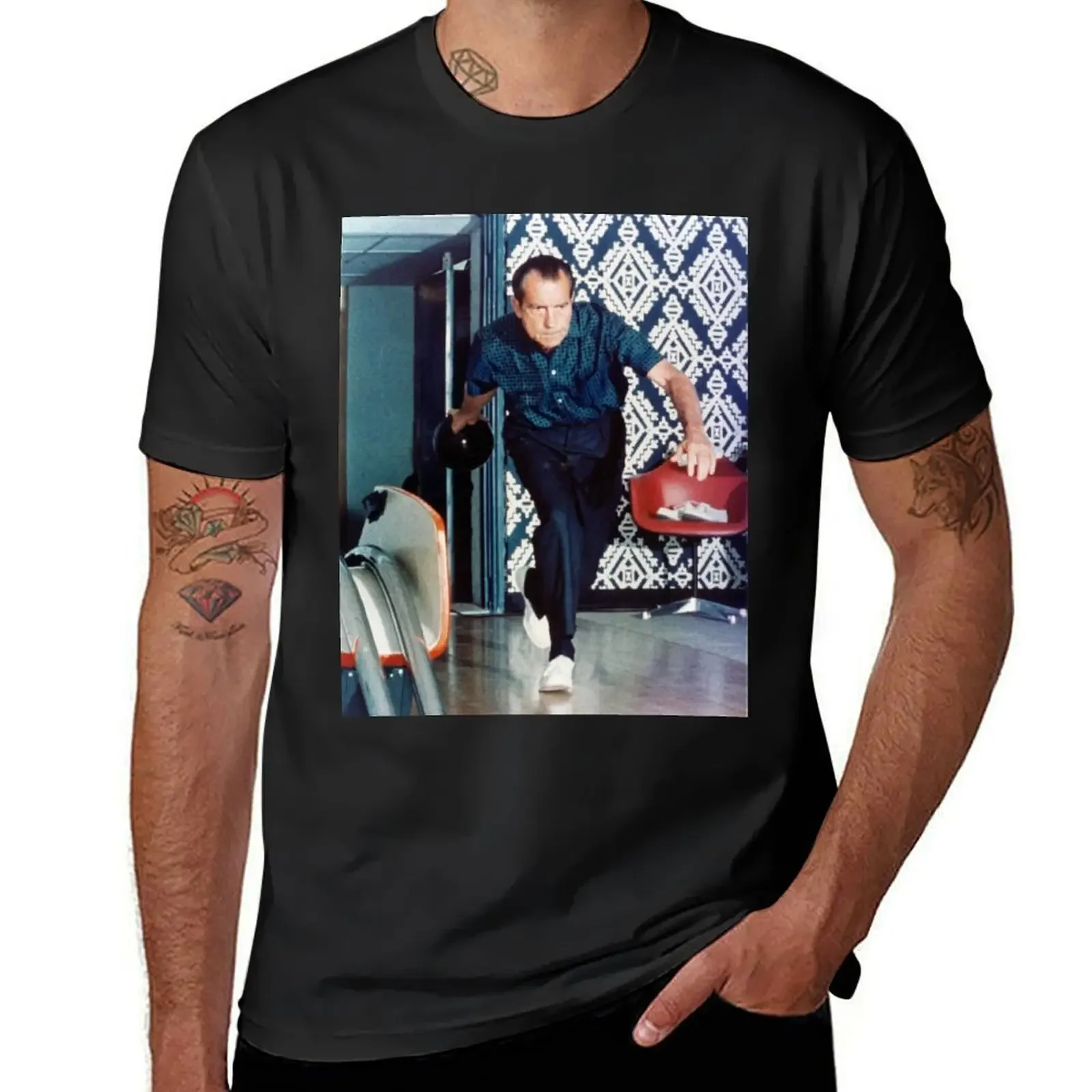 Richard Nixon Bowling T-Shirt designer shirts graphic t shirts vintage t shirts oversized graphic tee outfits for men