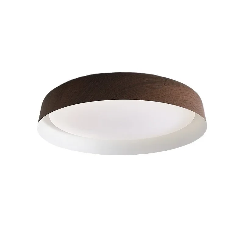 

Italian bedroom round living room Japanese study Nordic full spectrum eye protection walnut led ceiling light