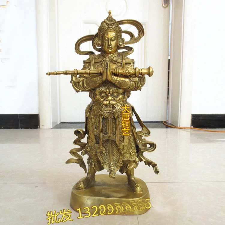 44CM large Huge OFFICE Porch lobby TOP efficacious Mascot thriving business copper God of heaven Veda Buddha FENG SHUI statue