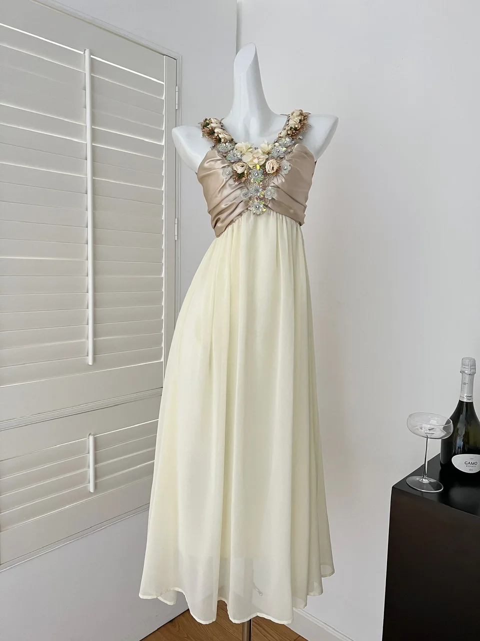 

Sexy chiffon Spliced halter Ruched Pleated Wrap Dress Chic Elegant Vestidos Vintage Summer Women Korean Fashion Dress