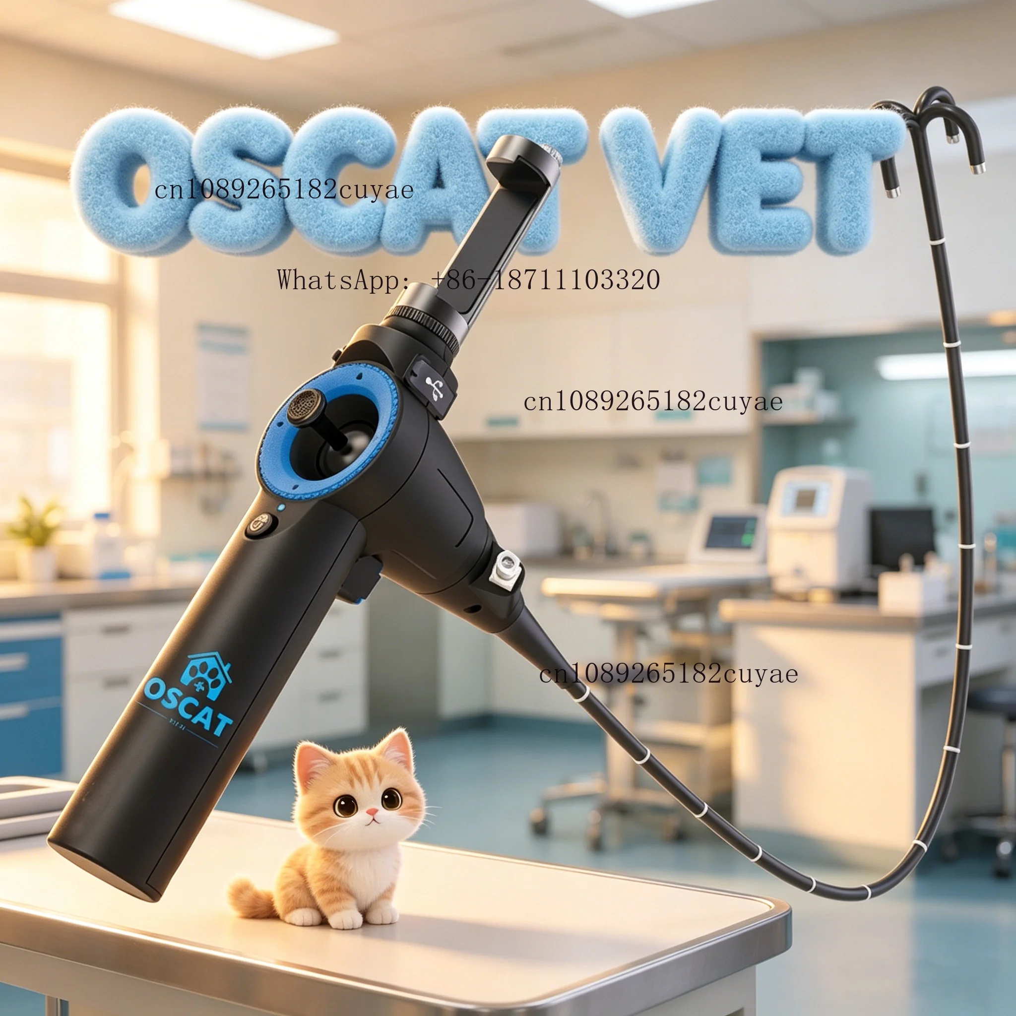OSCAT Veterinary Clinic Portable Endoscope 5.8mm 360deg Bending 1MP for Animal Respiratory Endoscopy and Biopsy
