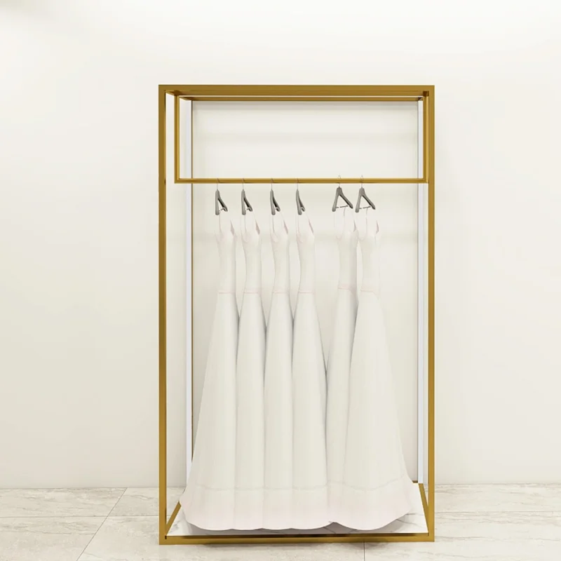 Custom, Goud Kledingrek Kleding Retail Kleding Led Shelve Kledingrek Kleding Winkel Meubels