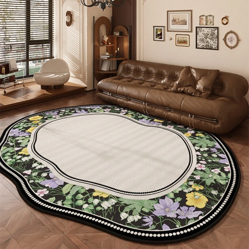 Retro Style Bedroom Decor Irregular Carpet Light Luxury Carpets for Living Room Washable Study Floor Mat Anti-slip Cloakroom Rug