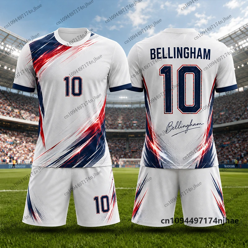Children's Tracksuit Football Jersey Bellingham No.10 Print T-shirt+Shorts Sets Casual Suit Sports Kids/Adult 2 Piece Outfits