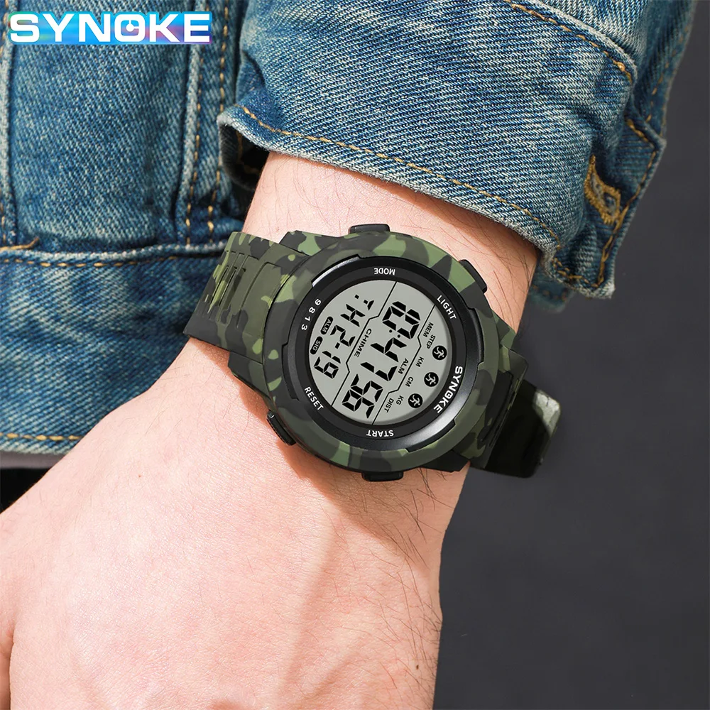 Digital Watch For Men Outdoor Military Fashion Retro Men Watch Sports Waterproof Men Watch Multifunctional Luminous Synoke