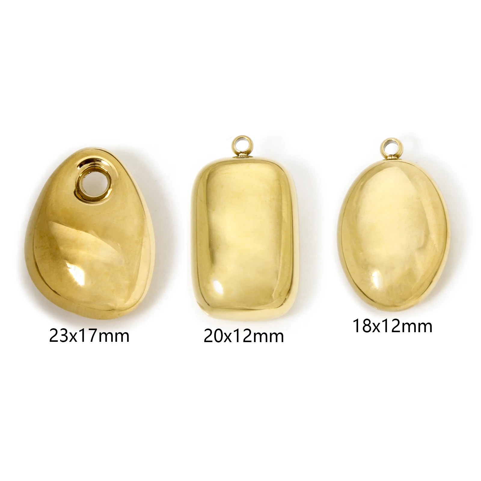 1pc 304 Stainless Steel Charms 3D Oval Rectangle Small Pendant 14K Gold Plated Necklace Charm for Jewelry Making Women Findings