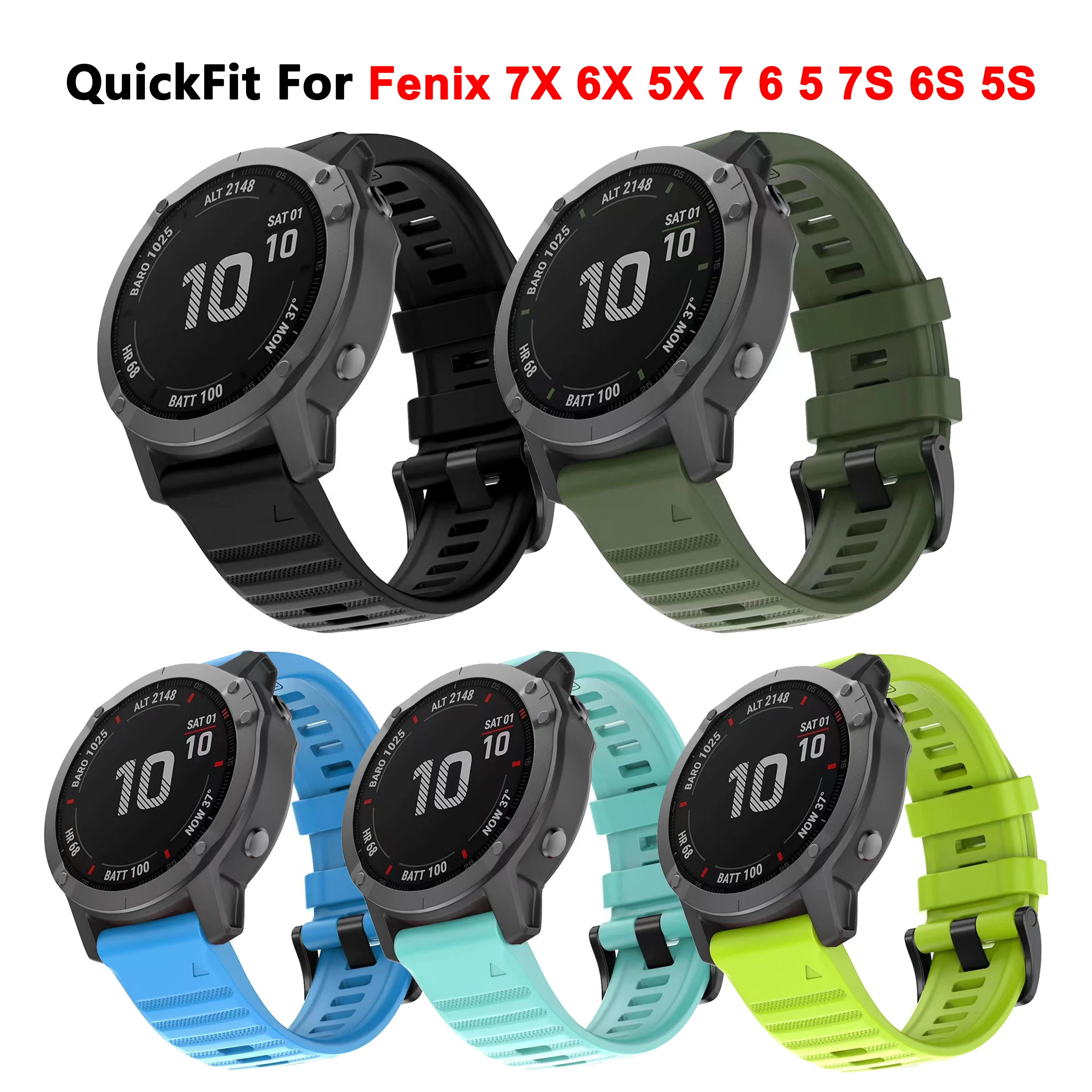 

QuickFit 20 22 26mm Silicone Watch Strap for Garmin Fenix 6 6X Pro 6S 5X 5 5S Plus 7X 7 7S 3HR D2 945 935 Watch Bracelet correa