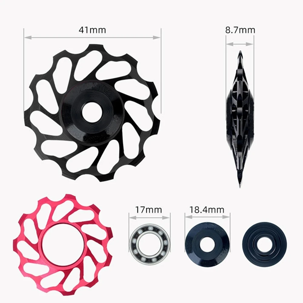 11T 13T 17T MTB Road Bike Rear Derailleur Jockey Wheel Ceramic Bearing Pulley CNC Guide Roller ldler 4mm5mm6mm For Shimano Sram