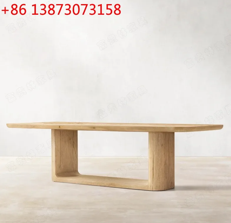 

Французский ретро-стол для обеденной зоны из массива дерева, прямоугольный, в стиле ваби-саби, современный, простой, дубовый, в западном стиле.