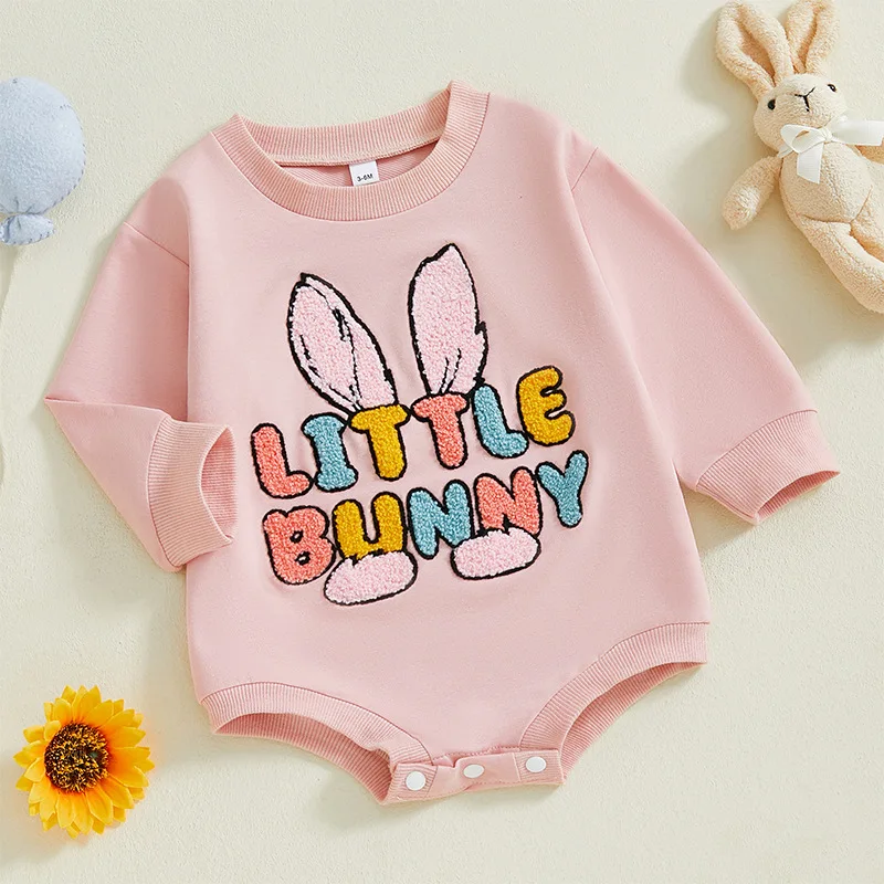 Easter Boutique Baby Cotton Ropa Long Set French Knot Pink T-shirt Clothes Baby Set Red Heart Pattern Girls Top Clothes