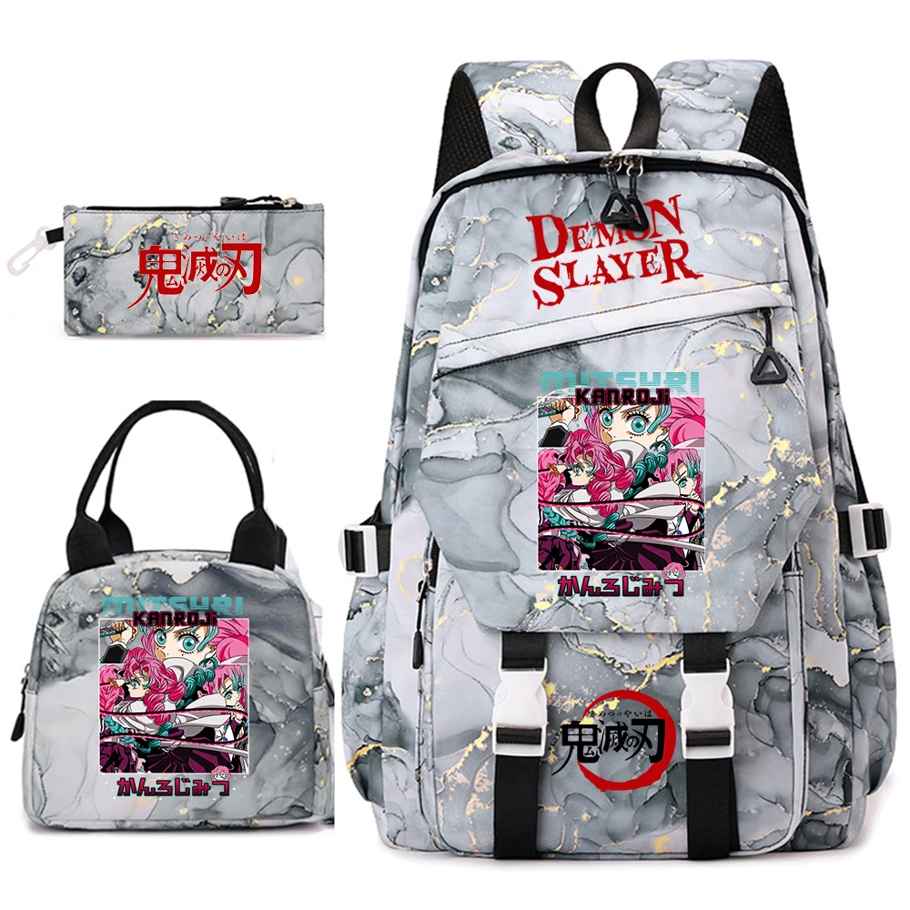 Demon Slayer Anime Backpack Set for Girls Demon Slayer 3Pcs School Bag Lunch Kit Pouch - view 6