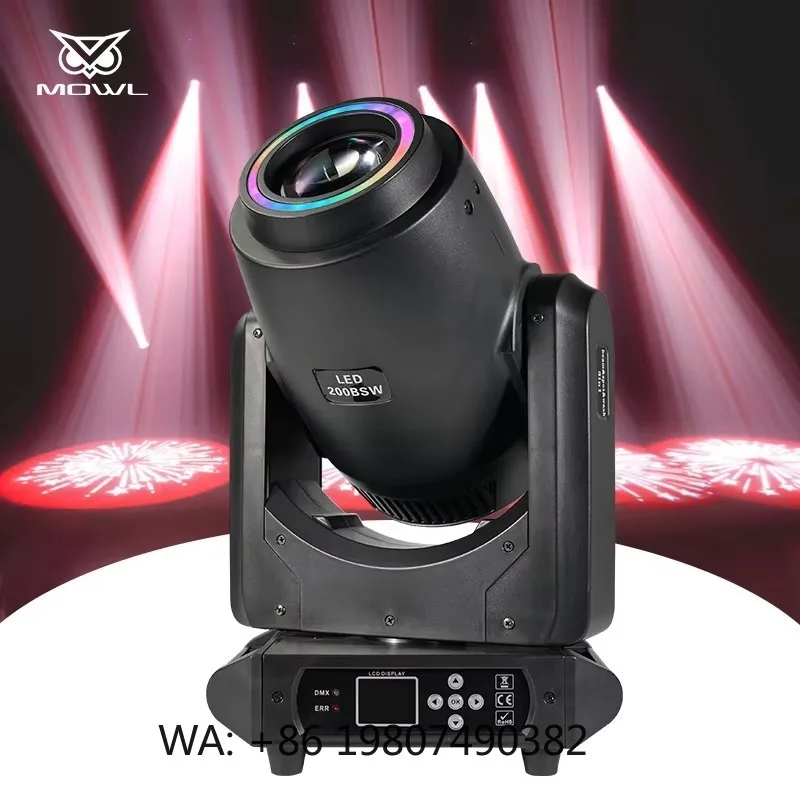 200W 3in1 BSW LED Moving Head Projection Light Halo Aperture Zoom Beam Spot Wash for DJ Bar Disco Stage Lighting