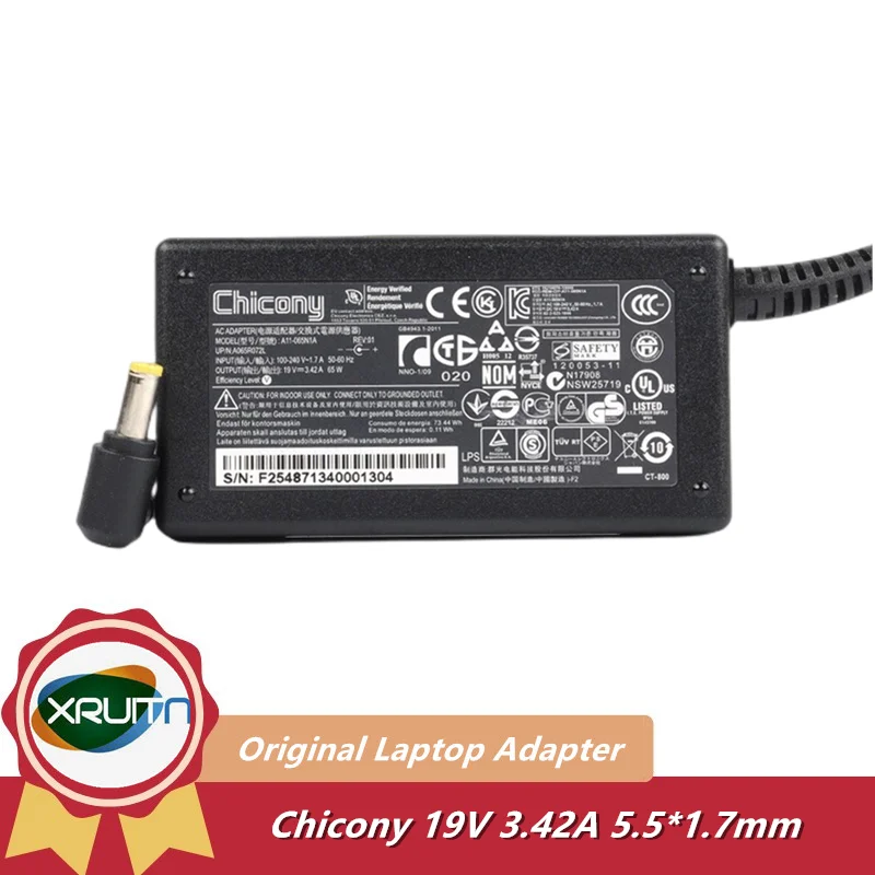 

Genuine 19V 3.42A 65W Chicony PA-1700-02 A11-065N1A A065R078L AC Adapter For ACER ASPIRE 5310 5330 TM4750 TM5742 Laptop Charger