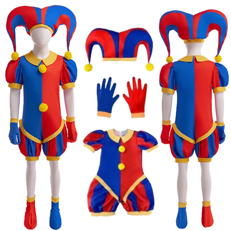 The Amazing Digital Circus Cosplay Costume for Adult Kids Halloween Cartoon Circus Pomni Jumpsuit Kids Party Carnival Outfits
