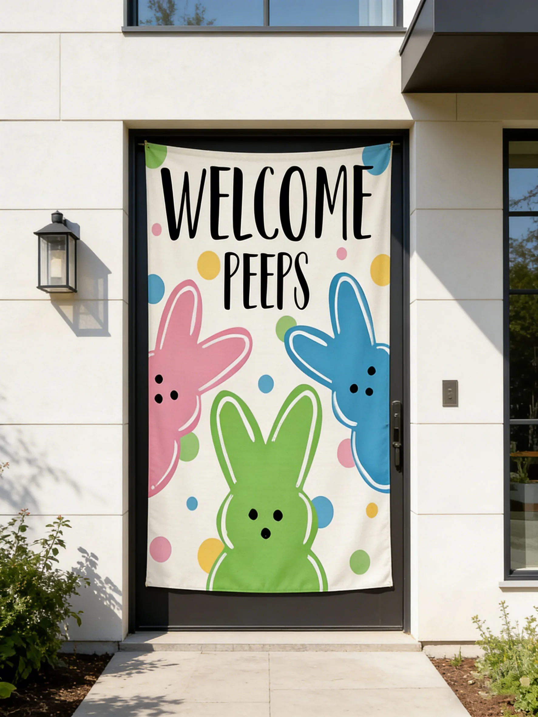 

Гобелен с пасхальной тематикой "WELCOME PEEPS", подходит для декора пасхальных сцен, эстетичный настенный декор для улицы и подростков
