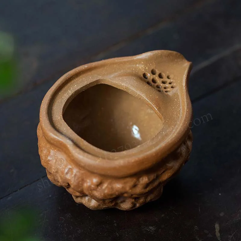 Purple Clay Walnut Teapot  Hand-held Teapot Used By One Person Chinese Style One Pot One Cup Tea Strainer