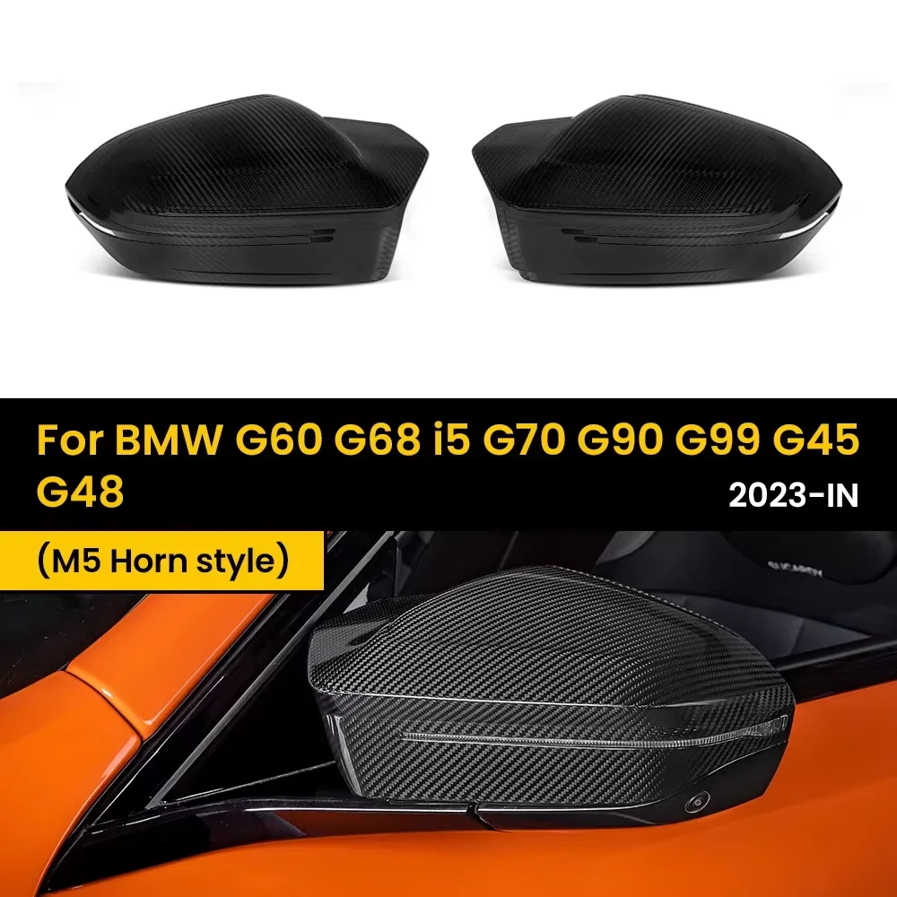 Real Droge Koolstofvezel Achteruitkijkspiegel Buitenkant Spiegel Cover Caps Voor BMW G60 G68 i5 G70 G90 G99 G45 G48 2023-IN 2 stks/set