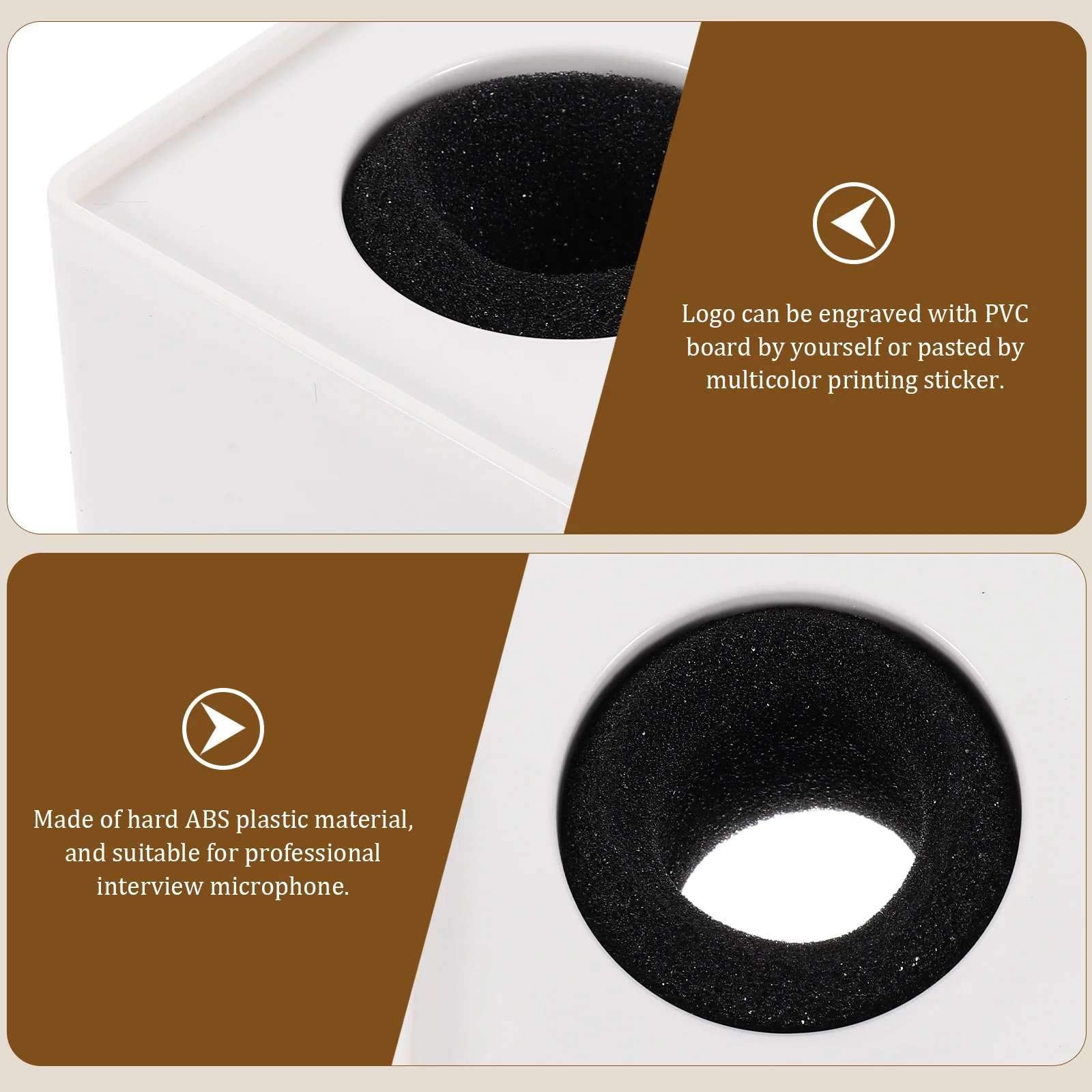 

Square Cube Microphone Logo Station 67x67x51cm Portable ABS White Flag for Professional Interview Mic Setup Mic Logo Flag