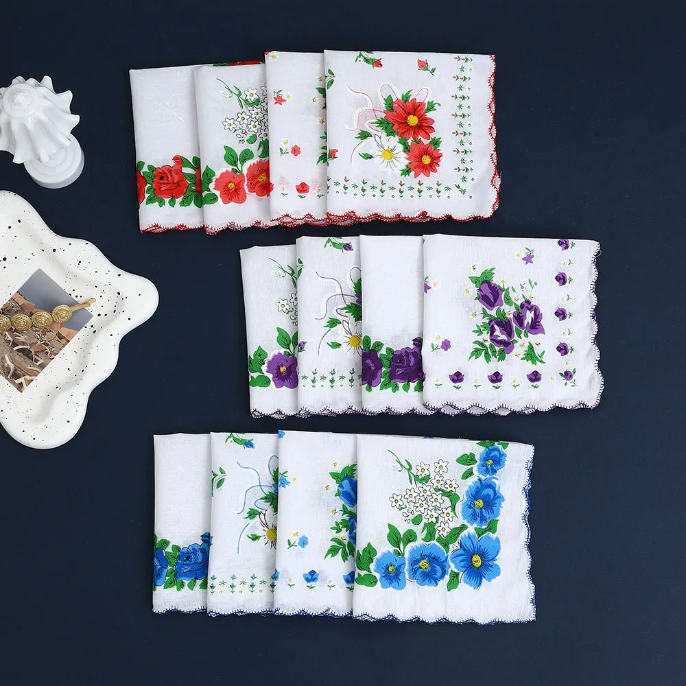 12 confezioni di fazzoletti stampati in puro cotone da donna, fazzoletti in puro cotone, souvenir per la sposa, sciarpa per pantaloni con tasca con patta