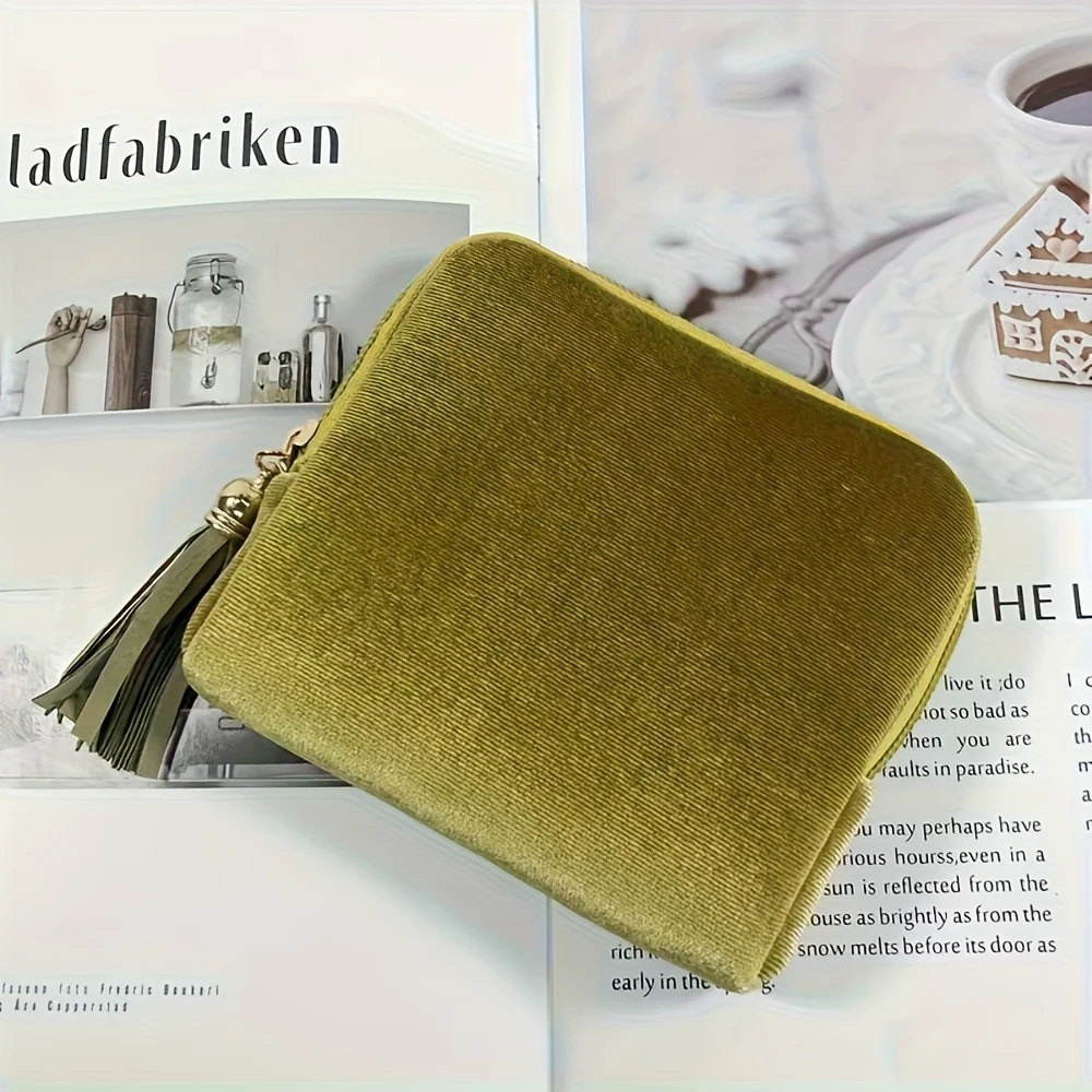 Bolsa de Moedas Vintage Feminina com Zíper, Organizador de Joias com Múltiplos Compartimentos, Caixa de Armazenamento para Viagem Adequada para Brinco