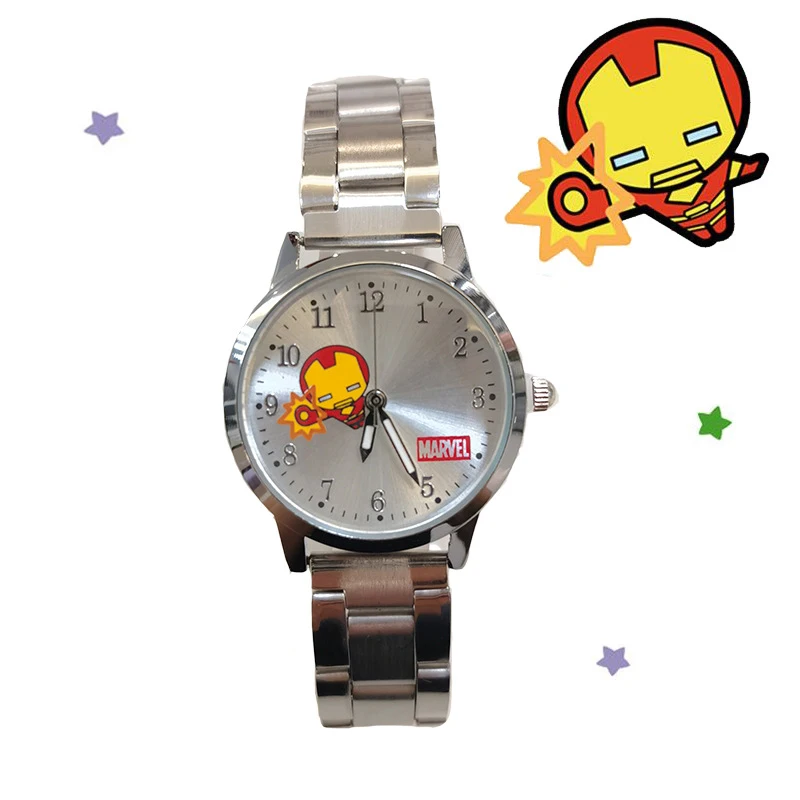 Disney Children\'s Watch Boys Girls Cartoon Iron Man Captain America Am pointer luminous Stainless Steel Band kids Watches gifts