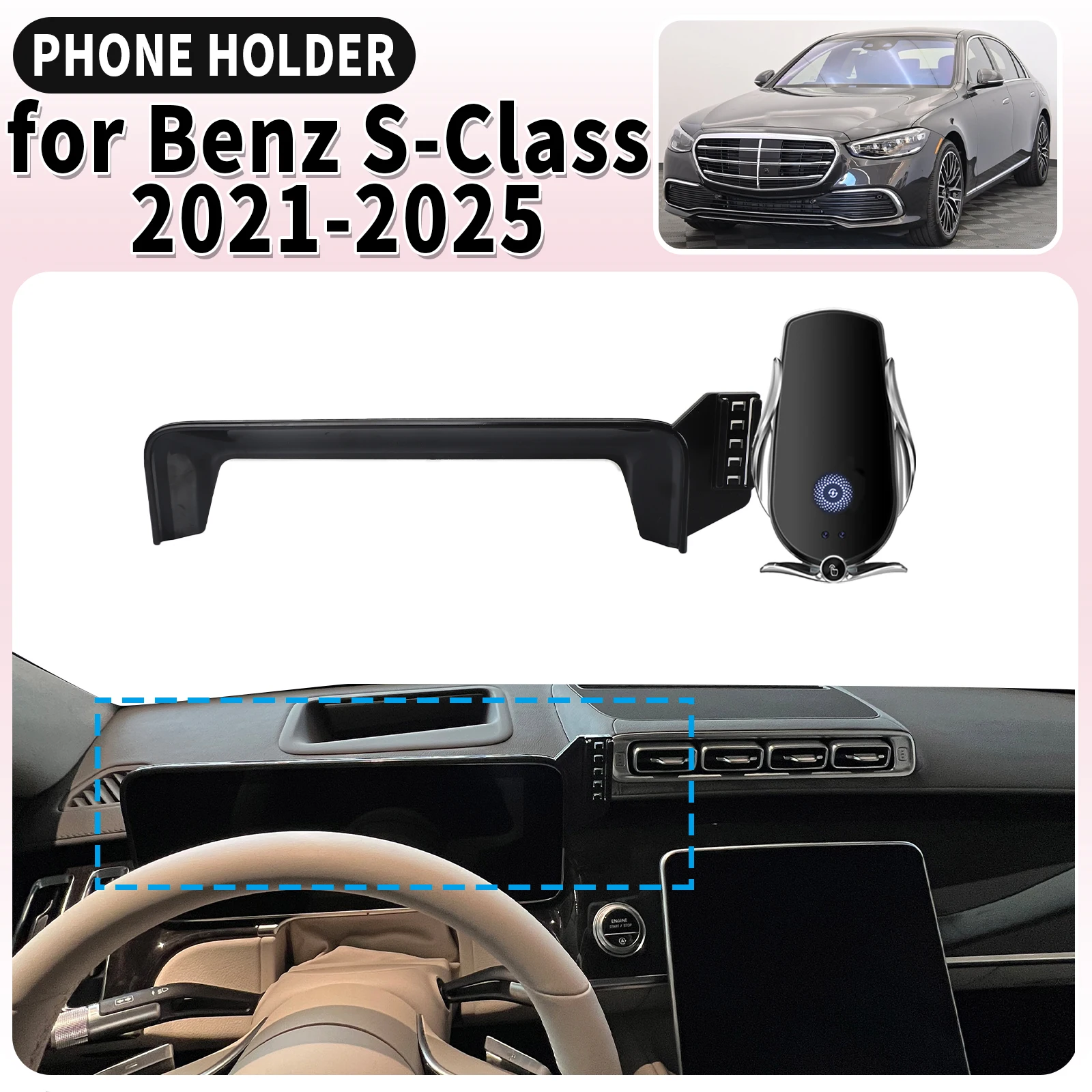 

for Mercedes-Benz S-Class 2021-2025 S CLASS W223 12.3inch Screen Base Mount Phone Holder Dedicated Clip-On Navigation Bracket
