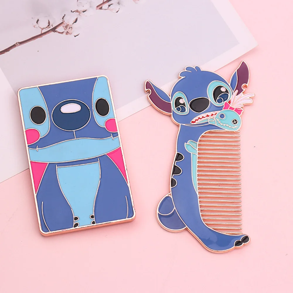 Disney Stitch Comb Mirror Cartoon Creative Metal Comb Anime Peripheral Portable Daily Necessities Gril Exquisite Birthday Gifts