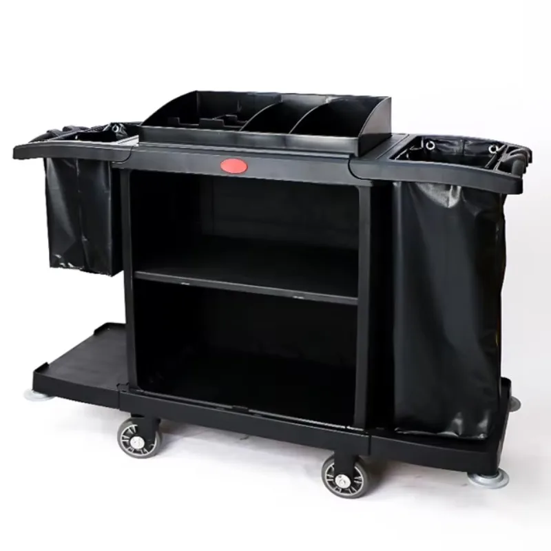 Stainless Steel Hotel Linen Cart, Multifunctional Cleaning Trolley for Guest Rooms, Entrance & Hygiene Areas