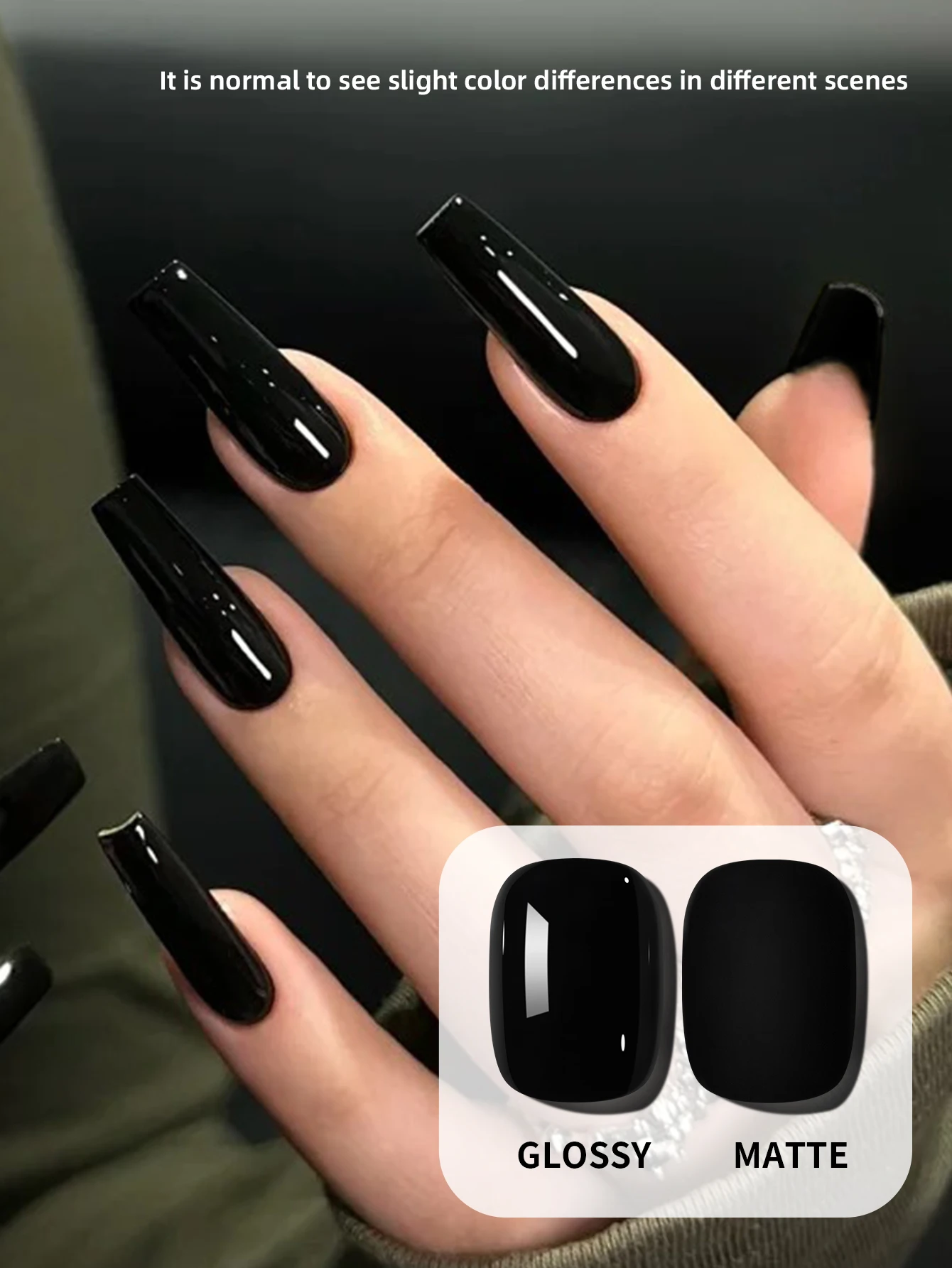 طلاء أظافر أسود بالأشعة فوق البنفسجية/LED سعة 15 مل، غير معطر، عالي اللمعان، عطر - مجاني. للمانيكير الفرنسي والصالونات DIY