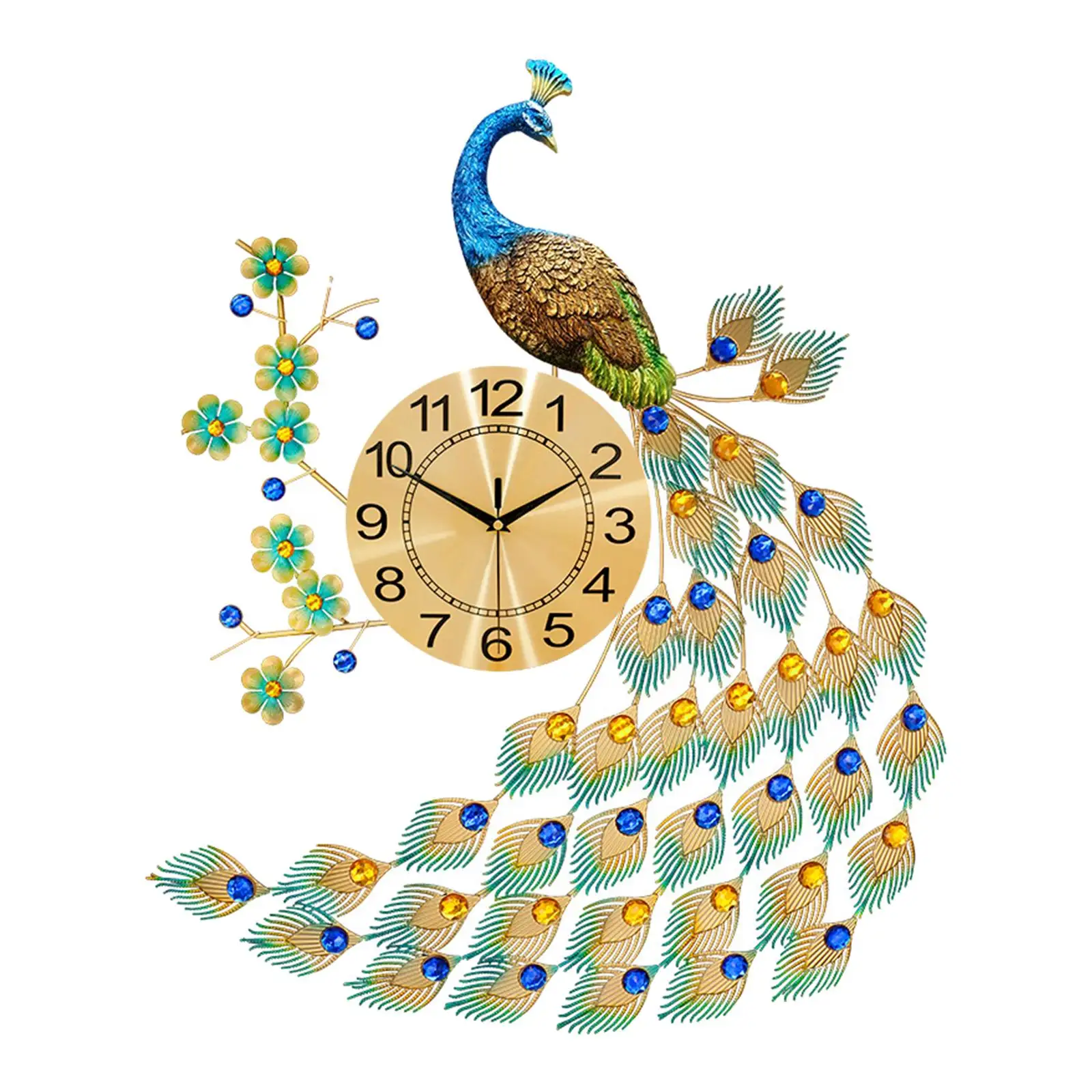 Peacock Wall Clock Wall Hanging Clocks for Living Room Restaurant Ornament