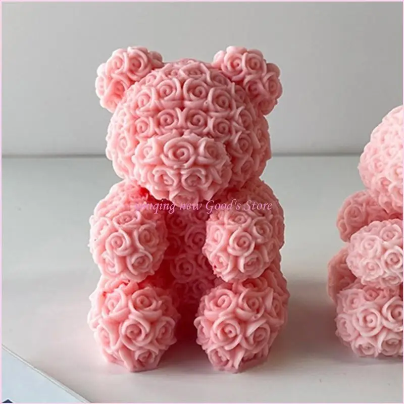 

57QA Silicone Mold Diy Rabbit Bear Handmade Soap Dripping Plaster Decor Mold