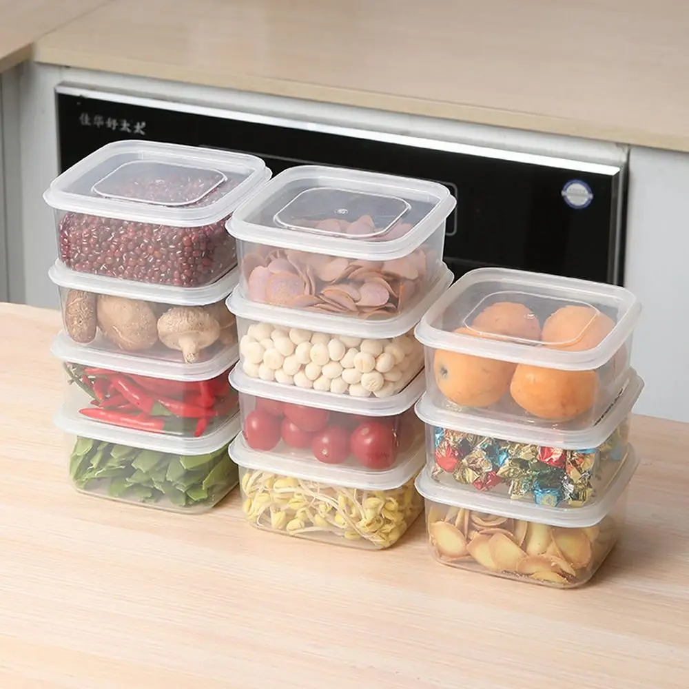 Safe Plastic Refrigerator Storage Box with Lid Sealed Rectangular Food Containers Stackable Fresh-Keeping Box